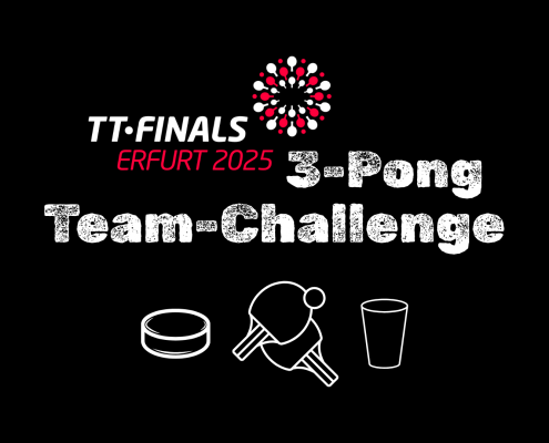 Logo zur „3-Pong Team-Challenge“ der TT-Finals Erfurt 2025.